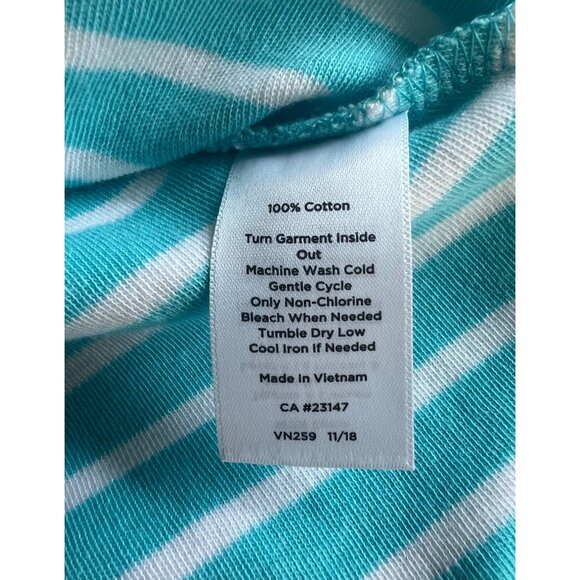 Talbots Edie Knit Fit & Flare Stripe Sleeveless Dress Turquoise & White Medium - Picture 6 of 15